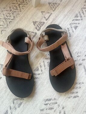 Teva Brown Strapped Sandal with Tan Accents